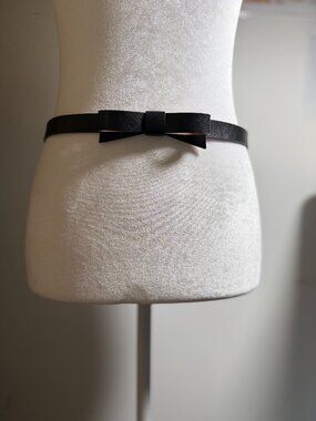 Kate Spade New York Black Bow Skinny Belt Blush Pink NWOT Size Lrg